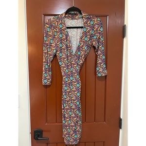 💜 Ark & Co Wrap Dress Purple Turquoise Orange Print Size Small